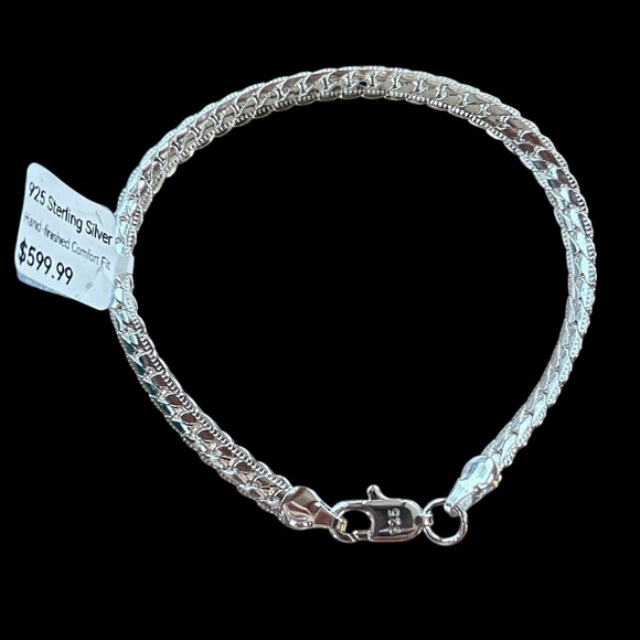 925 Sterling Silver Hand-Finished Comfort Woven Link Bracelet Women 7.5 Inch - Picture 4 of 7
